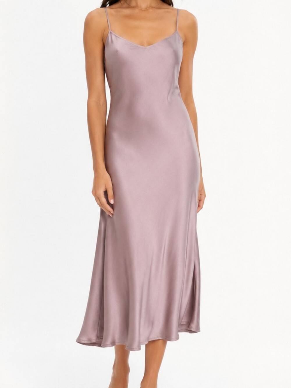 OAK + FORT satin slip dress in muted mauve